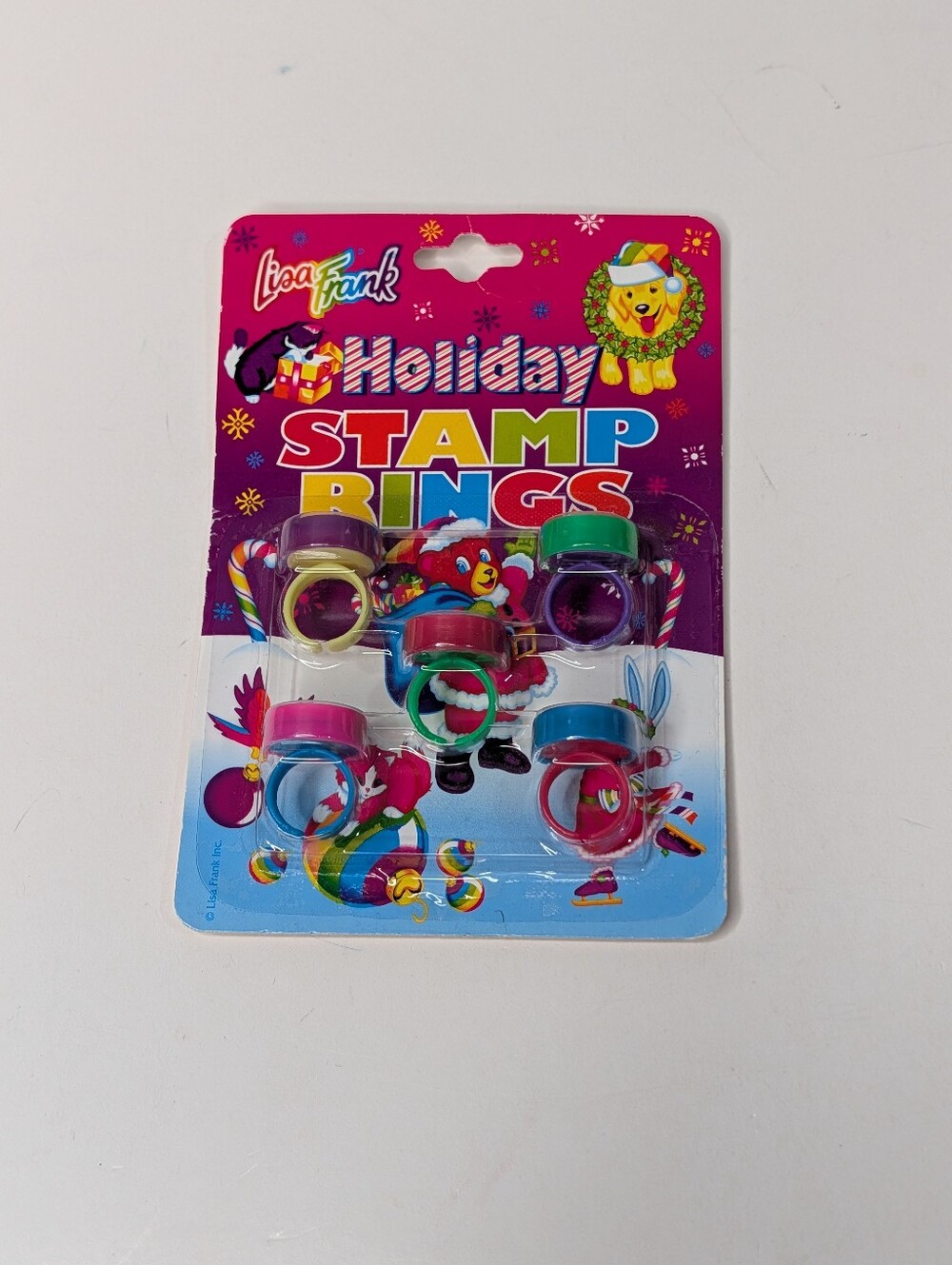 Lisa Frank Holiday Christmas Stamp Rings Party Favors 90's Y2K Sealed NOS